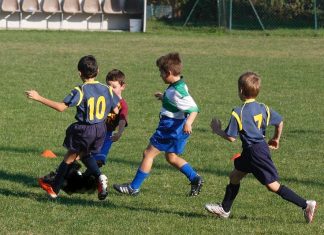 Ragazzini giocano a pallone con una tartaruga